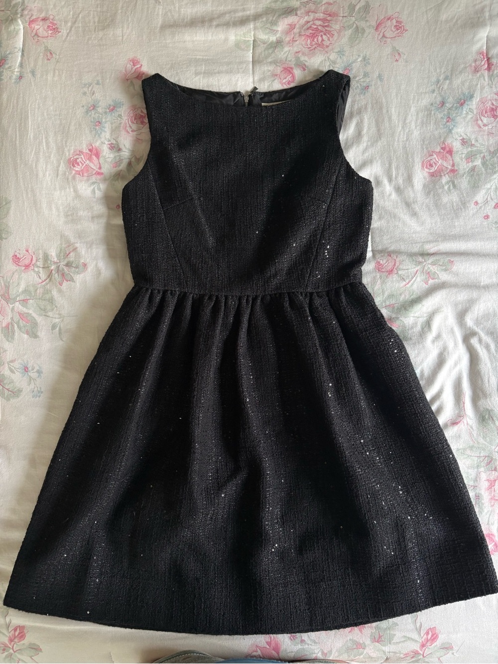 Classic Kate Spade Black Sleeveless Tweed Sequins Party Dress